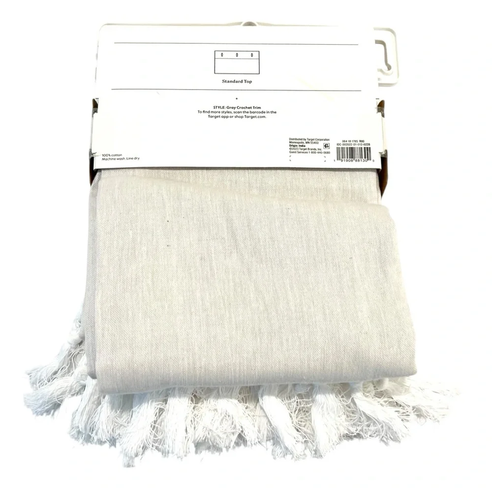 Threshold Ivory Natural Cotton Shower Curtain 72 X 72 Crochet Tassel Boho Fringe